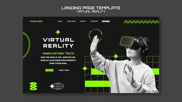 PSD gratuito plantilla web de realidad virtual