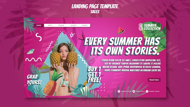 PSD gratuito plantilla web de rebajas de verano