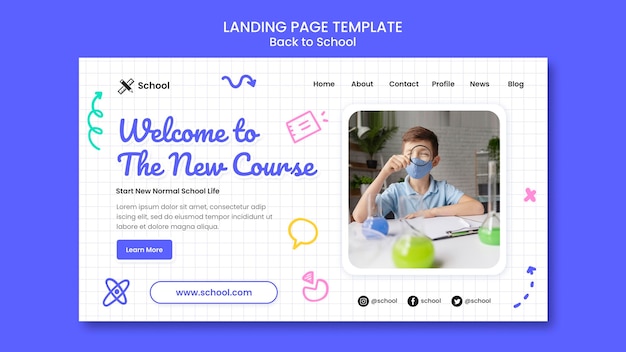 PSD gratuito plantilla web de regreso a la escuela