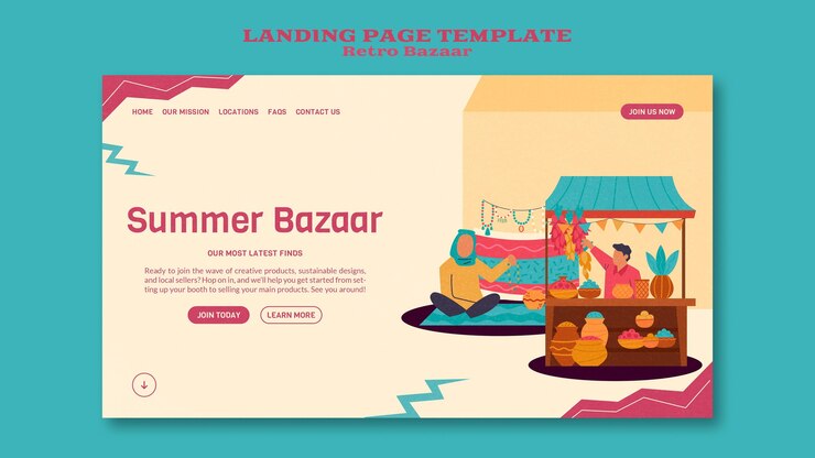 PSD gratuito plantilla web retro bazar