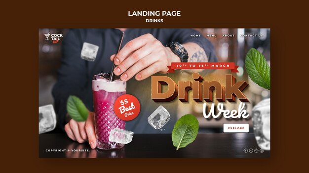 Plantilla web de semana de bebidas