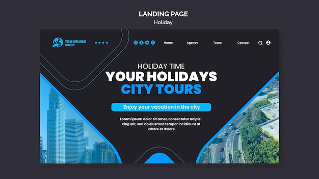 PSD gratuito plantilla web de vacaciones en la ciudad