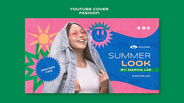 PSD gratuito plantilla de youtube de venta de moda de diseño plano