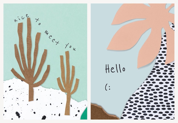 Plantillas de collage de papel estético psd para tarjeta de invitación