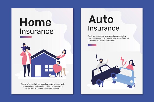 Plantillas de póster psd para seguros de hogar y auto.