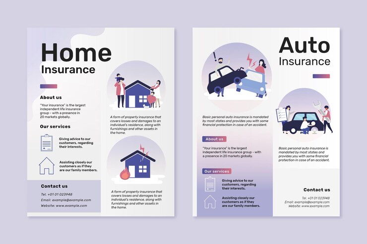 PSD gratuito plantillas de volantes psd para seguros de hogar y auto