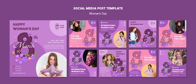 PSD gratuito plantillas web de redes sociales para el día de la mujer