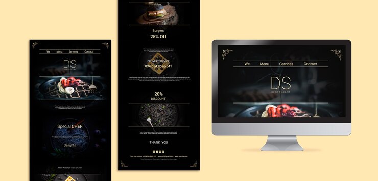 PSD gratuito plantillas web de restaurante de comida cambiante