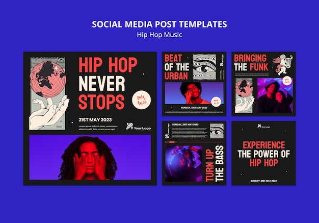 Gratis PSD plat ontwerp hiphop muziek sjabloonontwerp