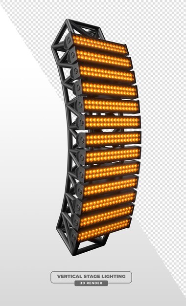 Plataforma de iluminación de escenario curva con focos LED apilados renderizado en 3D