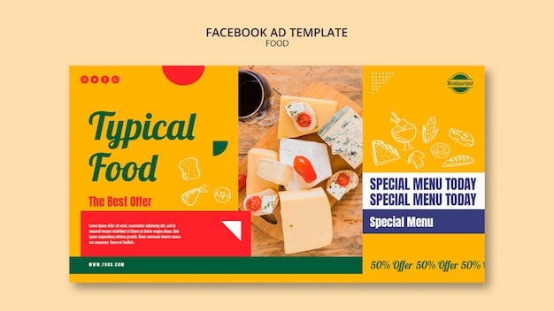 Gratis PSD platte design food facebook advertentie