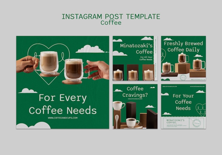 Gratis PSD platte koffie ontwerpsjabloon