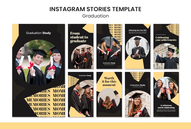 Gratis PSD platte ontwerp afstudeerinstagramverhalen