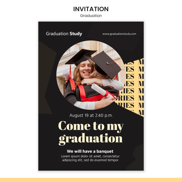 Gratis PSD platte ontwerp afstuderen uitnodigingssjabloon