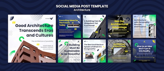 Gratis PSD platte ontwerp architectuur instagram postsjabloon