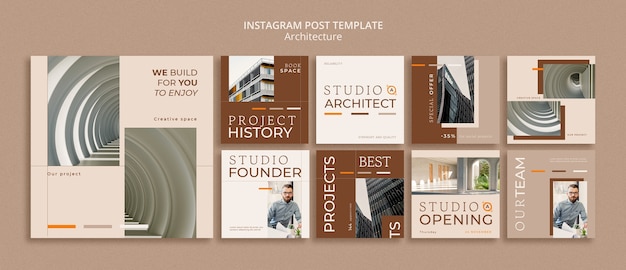 Gratis PSD platte ontwerp architectuur ontwerp instagram post