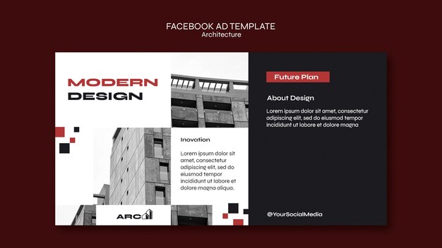 Gratis PSD platte ontwerp architectuur project facebook sjabloon