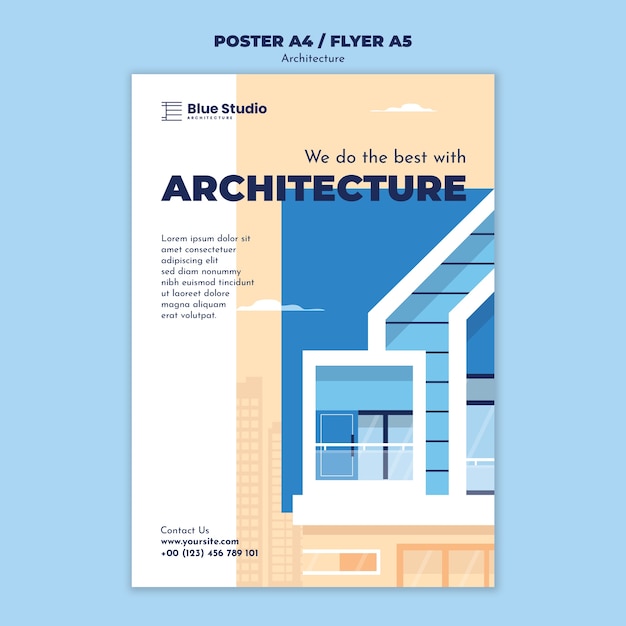 Gratis PSD platte ontwerp architectuursjabloon