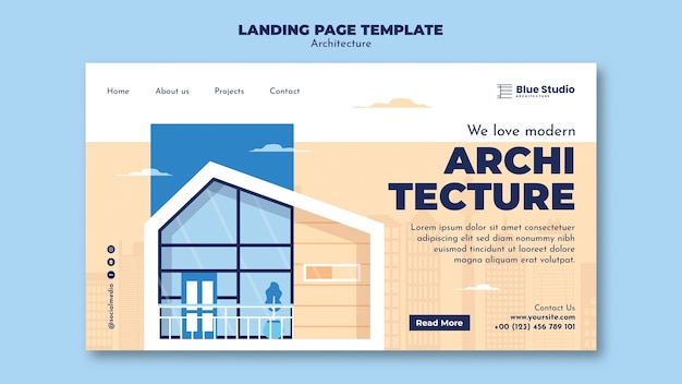 Gratis PSD platte ontwerp architectuursjabloon