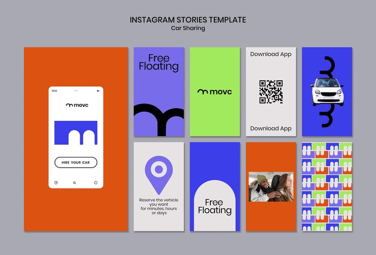 Gratis PSD platte ontwerp auto delen instagram verhalen