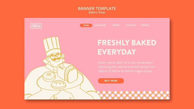 Gratis PSD platte ontwerp bakkerij sjabloon