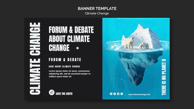 Gratis PSD platte ontwerp banner klimaatverandering sjabloon