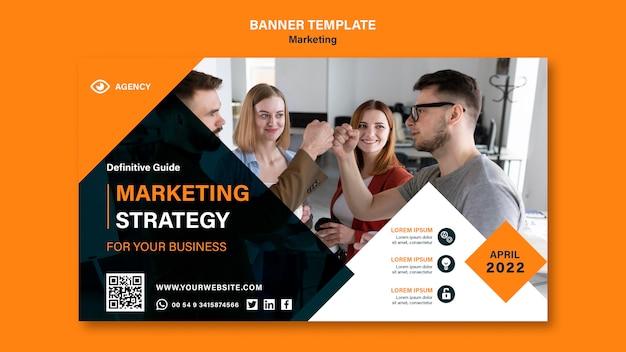 Platte ontwerp banner marketingsjabloon
