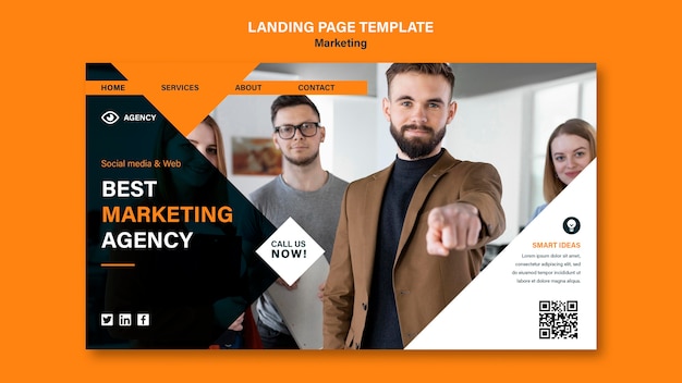 Platte ontwerp bestemmingspagina marketingsjabloon