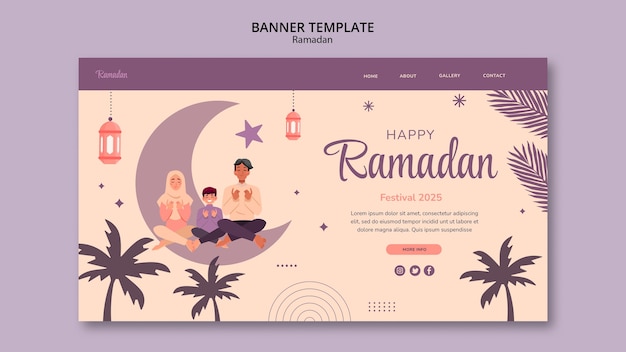 Platte ontwerp bestemmingspagina voor ramadan-viering