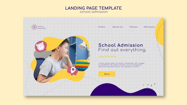 Gratis PSD platte ontwerp bestemmingspagina voor schooltoelating