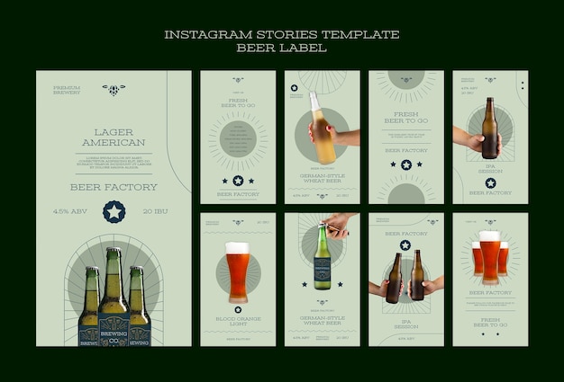 Gratis PSD platte ontwerp bier label instagram verhalen