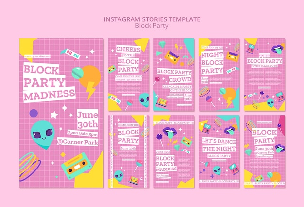 Gratis PSD platte ontwerp blokfeest instagramverhalen