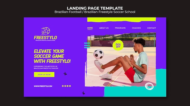 Gratis PSD platte ontwerp braziliaanse voetbal-bestemmingspagina