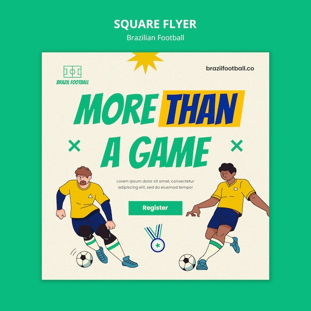 Platte ontwerp braziliaanse voetbal vierkante flyer