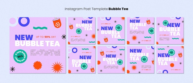 Gratis PSD platte ontwerp bubble thee sjabloon