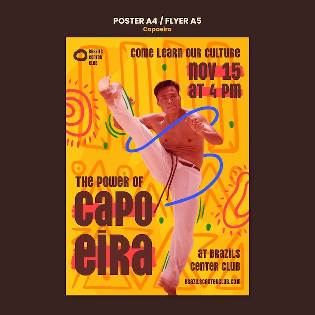 Gratis PSD platte ontwerp capoeira poster sjabloon