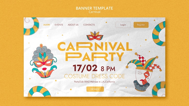 Gratis PSD platte ontwerp carnavalssjabloon