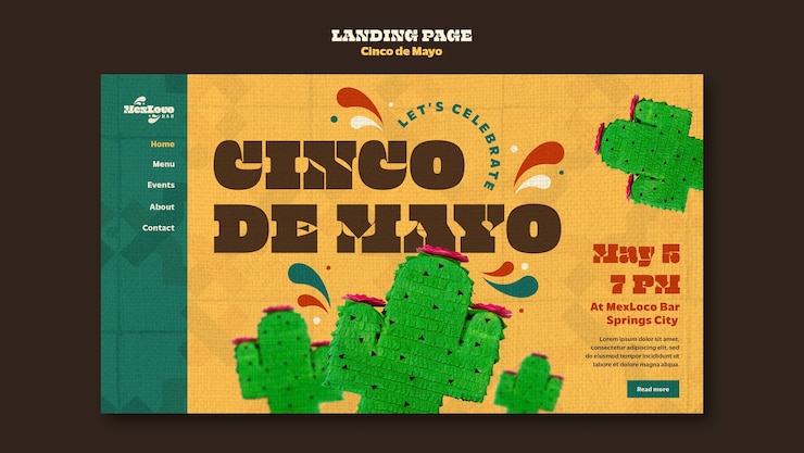Gratis PSD platte ontwerp cinco de mayo-sjabloon