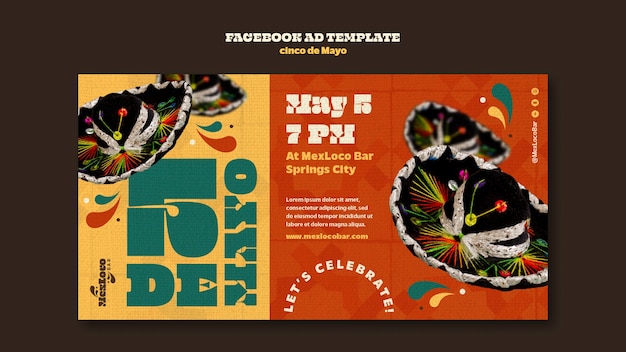 Gratis PSD platte ontwerp cinco de mayo-sjabloon