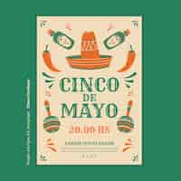 Gratis PSD platte ontwerp cinco de mayo-sjabloon