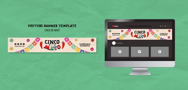 Gratis PSD platte ontwerp cinco de mayo-sjabloon