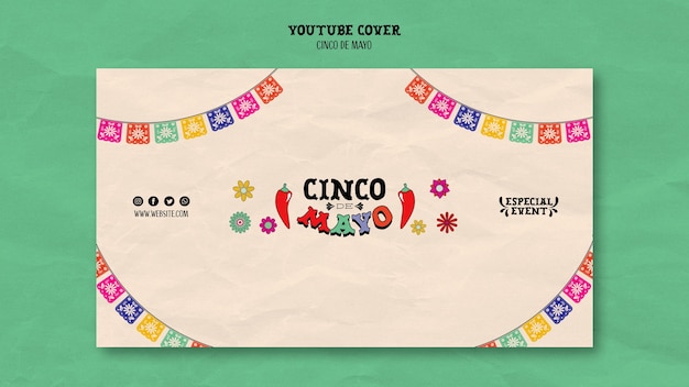 Gratis PSD platte ontwerp cinco de mayo-sjabloon