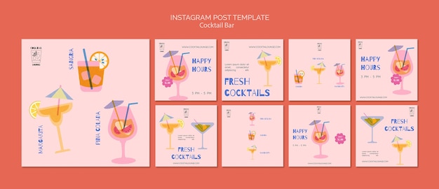 Platte ontwerp cocktailbar instagram-berichten