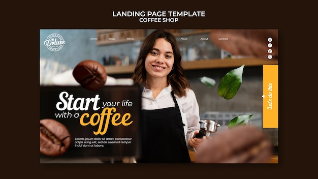 Gratis PSD platte ontwerp coffeeshopsjabloon