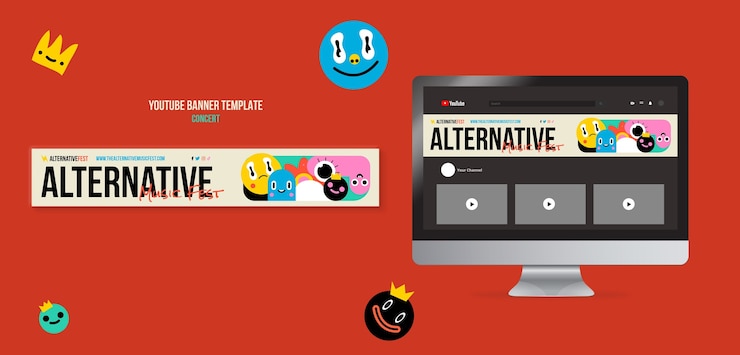 Gratis PSD platte ontwerp concert youtube banner