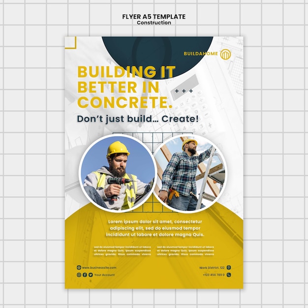 Gratis PSD platte ontwerp constructiesjabloon