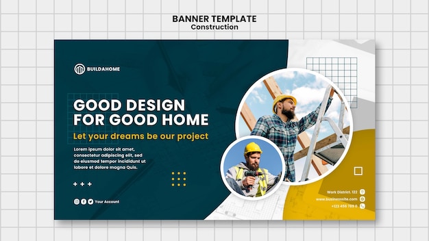 Gratis PSD platte ontwerp constructiesjabloon