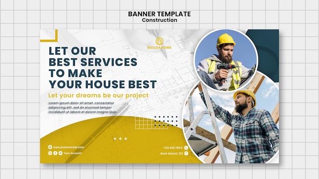 Gratis PSD platte ontwerp constructiesjabloon