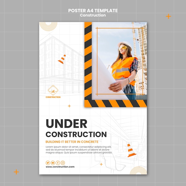 Gratis PSD platte ontwerp constructiesjabloon