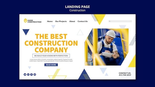 Gratis PSD platte ontwerp constructiesjabloon